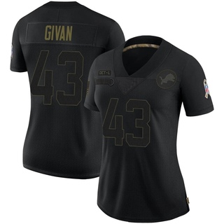 Limited Nolan Givan Women's Detroit Lions 2020 Salute To Service Jersey - Black